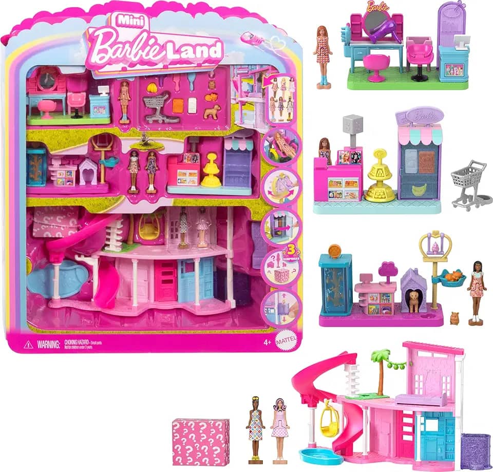 Barbie Mini BarbieLand Conjunto de Brinquedo Pacote Mundo Miniatura para crianças a partir de 4 anos