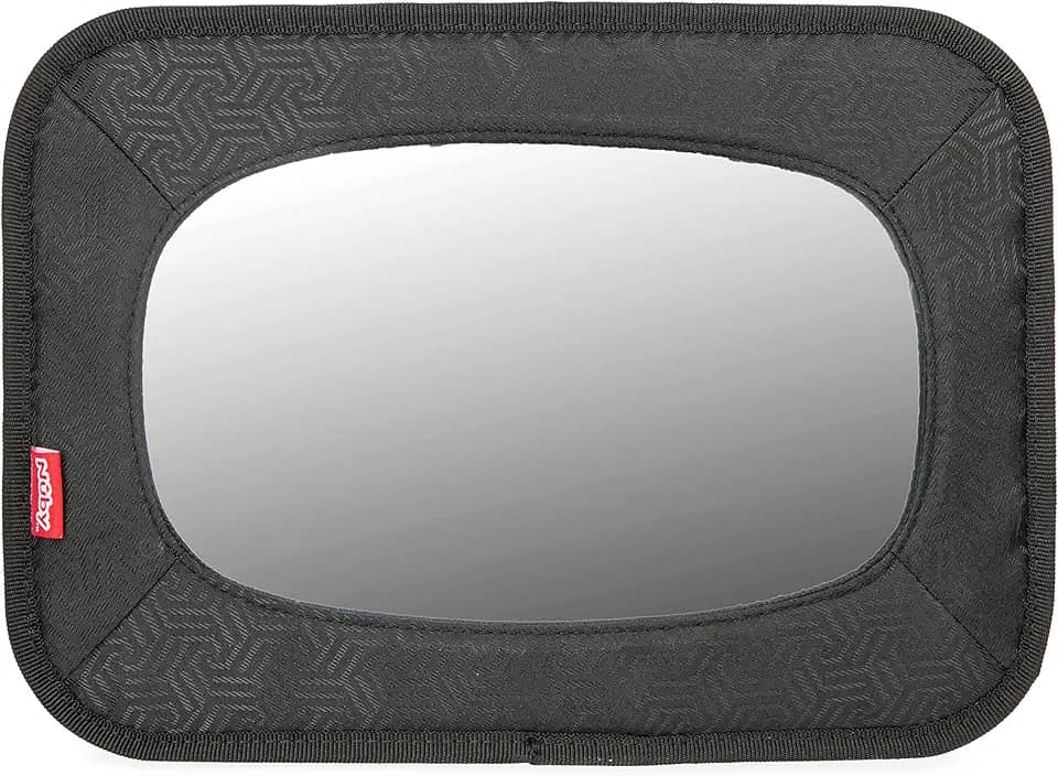 Nuby Espelho de bebê para banco traseiro com alças totalmente ajustáveis, resistente a quebras, instalado em segundos, preto