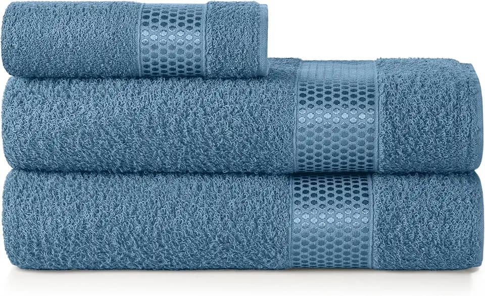 Jogo de Toalha 02 Banho e 01 Rosto, 100% Algodão Teka Dry