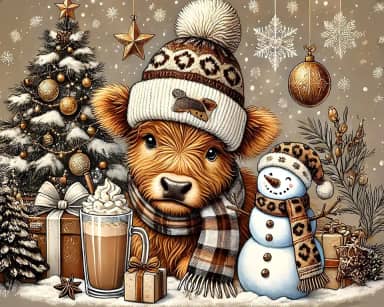 Axquilon Kit de pintura de Natal por números para adultos iniciantes - vaca Highland Kits de pintura por números em tela, kits fáceis de pintar por número para adultos para decoração de parede de casa